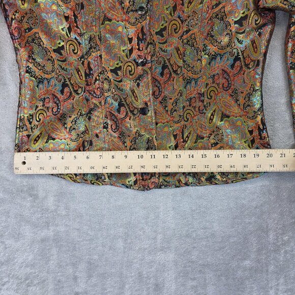 Chicos Jacket Womens Size 1 Multicolor Paisley Brocade Silk Blend Button Up Boho - Picture 10 of 12